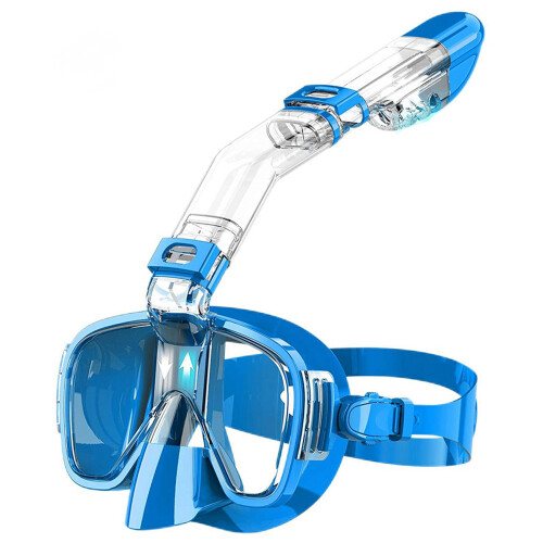 Snorkelmask Hopfällbar Dykmask Set med Kamerafäste, Blå 2