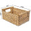2X Small Wicker Baskets for Organizing Bathroom, with Wooden Handle 2