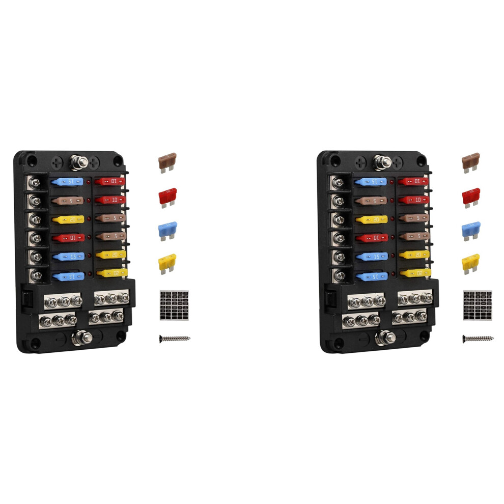 12V 12 Way Marine Fuse Block Fuse Panel With Ground &12 Volt Fuse Box 4853004698690