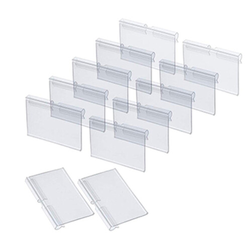 100Pcs Clear Plastic Label Holders for Wire Shelf Retail Price Label 1