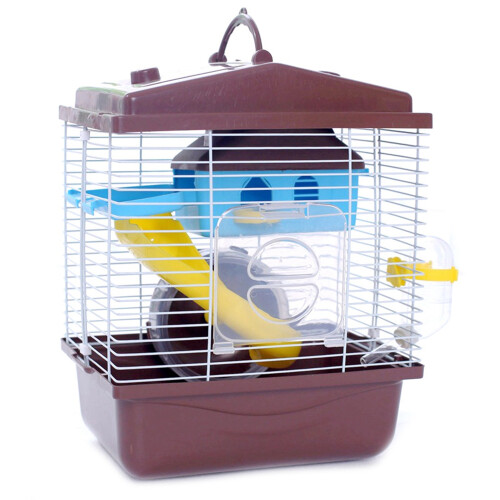 Cușcă pentru hamster cu luminator, căsuță dublă, albastră 1