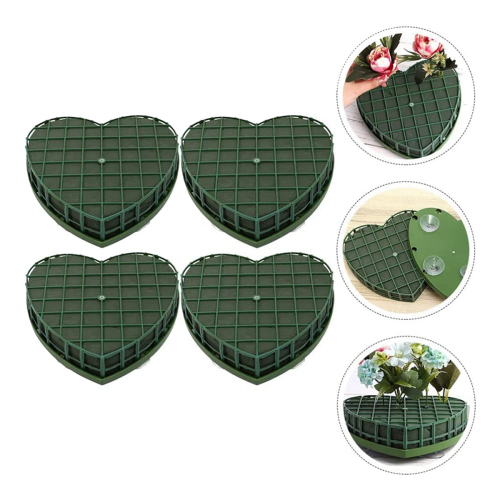 4 stk. hjerteformede blomsterskumblokke grøn blomsterler 1