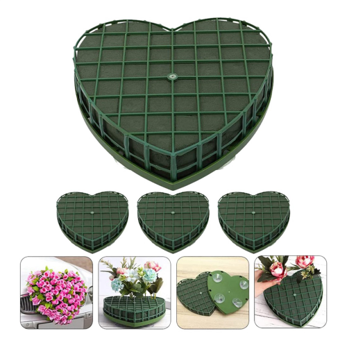 4 stk. hjerteformede blomsterskumblokke grøn blomsterler 2