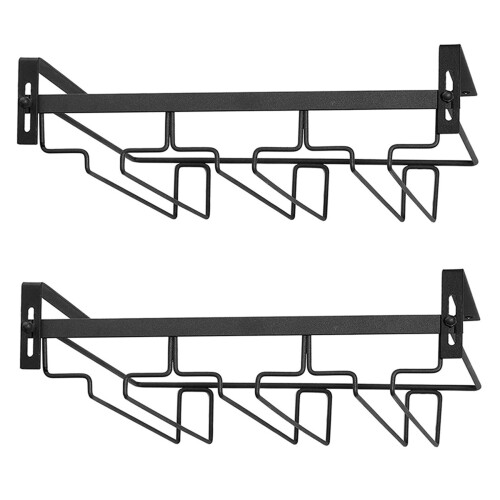 2x vinglassstativ, 3 rader glassholder i metall til bar