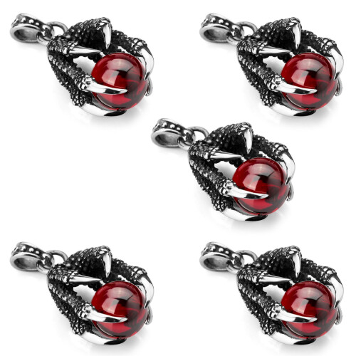 5X Collier Pendentif Griffes Perle Homme
