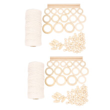 Makramee-Schnur, Baumwollseil, 3 mm, mit Holzringstab für DIY-Makramee-Kit