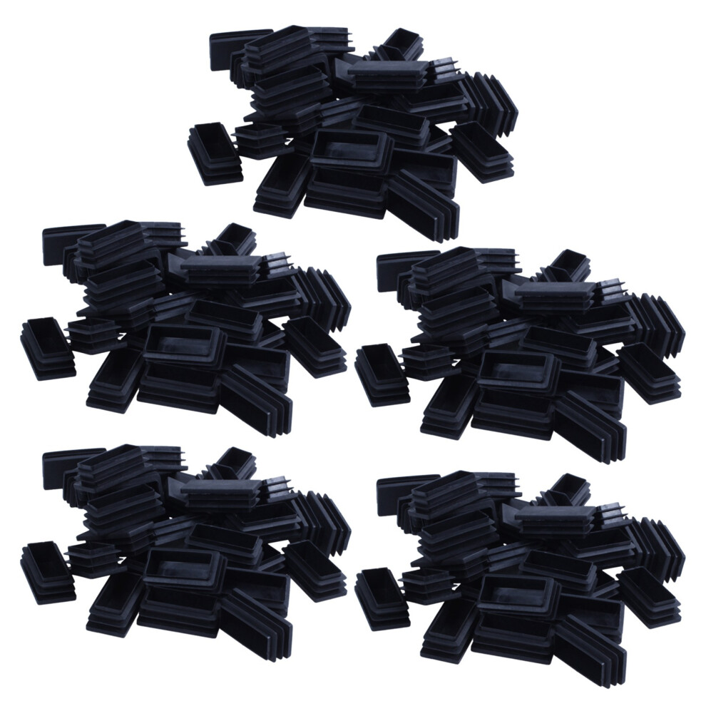 Plastic Rectangle Blanking End Tube Caps Inserts 25X50mm 30Pcs Black 4851216646898