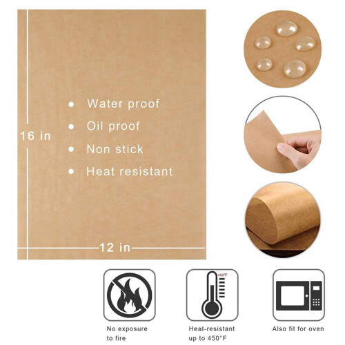100 unidades de papel vegetal, folhas de papel para forros de assadeira pré-cortadas, 12 x 16 polegadas 1