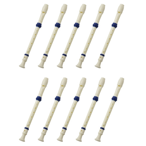 Students Plastic 8 Holes Soprano Recorder Flute Beige Blue