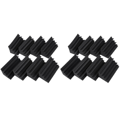 Akustická stěnová pěna Trap Black 4,6 x 4,6 x 9,5 palce (16 ks, černá)