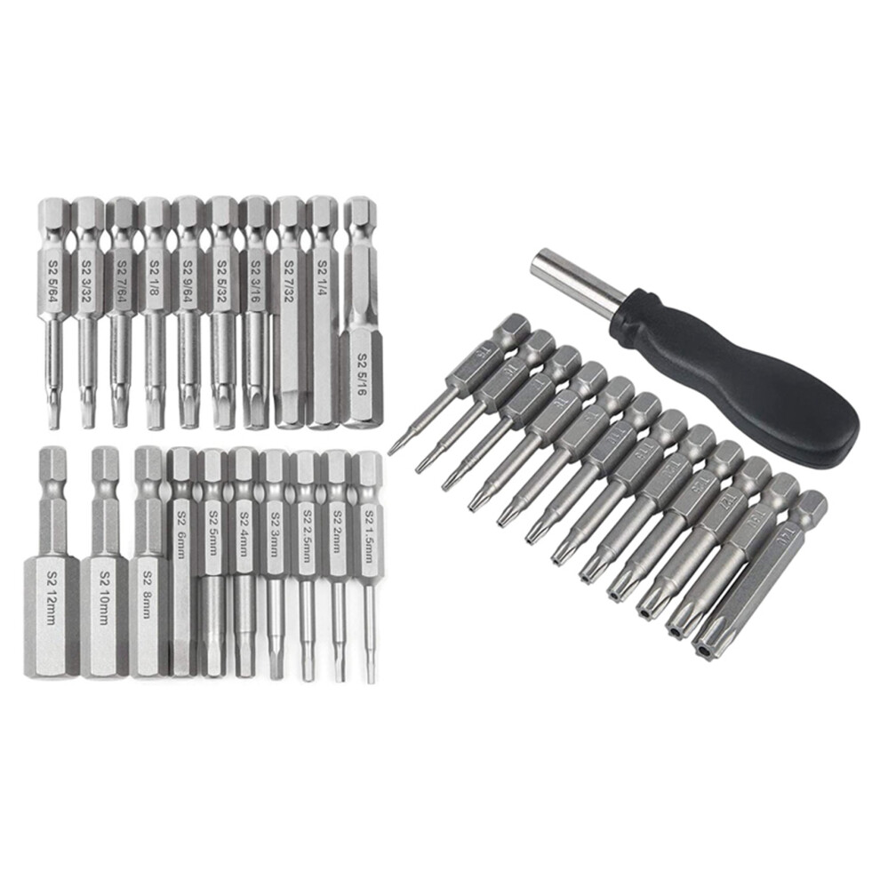 20Pcs Hex Head Wrench Drill Bit Set Shank Quick (Metric +Sae) 4851216666711