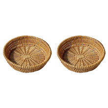2X Hand-Woven Wicker Basket for Fruit, Vegetable, Gift -25 x 8cm