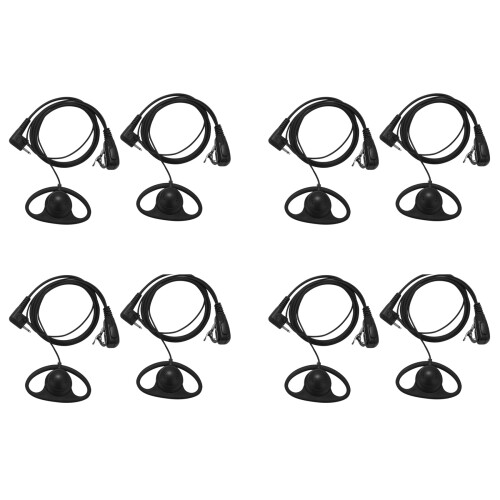 (6 Pack) 2Pin Advanced D Shape Clip-Ear Ptt Headset Earpiece Mic