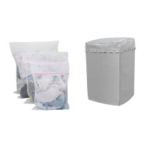 4 Pcs Durable Coarse Mesh Laundry Bag with Zip Closure for Clothes, Delicates & 1 Pcs Portable Washing Machine Cover