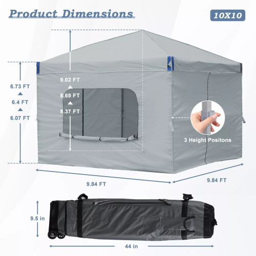 10x10 FT Pop-Up Canopy Tent with Roller Bag and Curtain 1