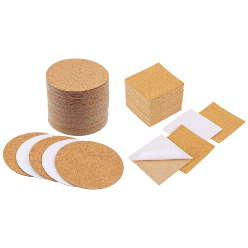 Cork Coasters,Cork Mats Cork Backing Sheets(60 Pcs, Round)