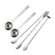 3 Pcs Extra Long Stainless Steel Mixing Spoons Spiral Pattern Bar