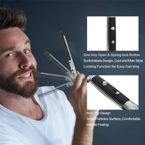 Stainless Steel Hair Beard Comb Hairstyling Tools Switch Combo Pocket