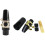 Saxofone soprano com fivela de metal e boquilhas pretas 1
