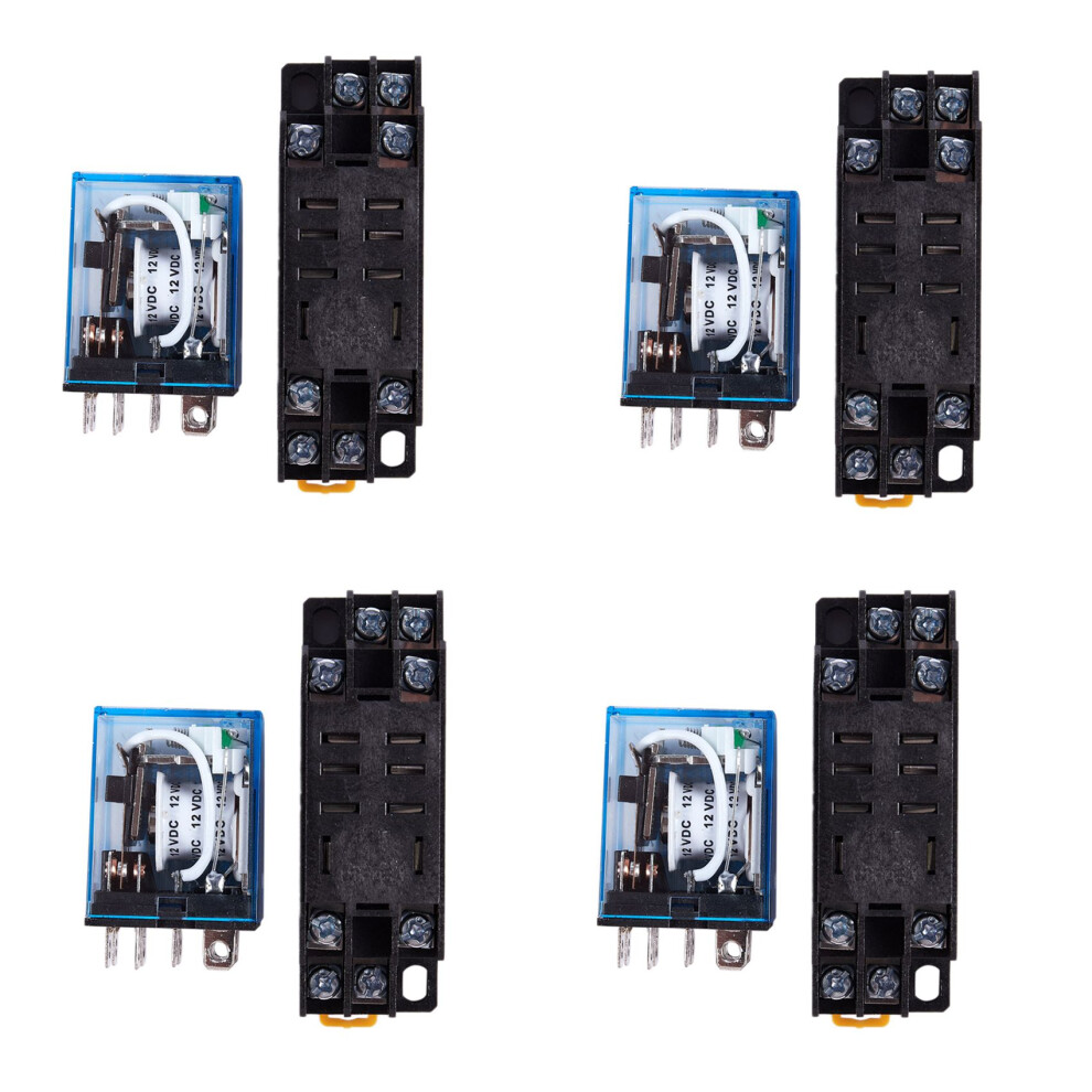 12V Dc Coil Power Relay Dpdt Jqx-13F 10A With Ptf08a Socket Base 4852508264455