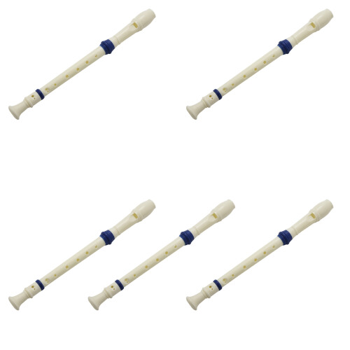 5X Students Plastic 8 Holes Soprano Recorder Flute Beige Blue