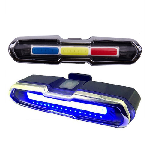 Επαναφορτιζόμενο USB LED πίσω φως ποδηλάτου Κόκκινο - Λευκό - Μπλε χρώμα φωτός 1