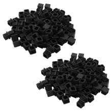100 peças de tampas de vedação de tubo quadrado de plástico 2x 20 mm pretas