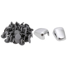 50Pcs 8mm Hole Gray Plastic Rivet Door Push in Clip & 2Pcs Front Windshield Washer Wiper Spray Nozzle Decorative Cover
