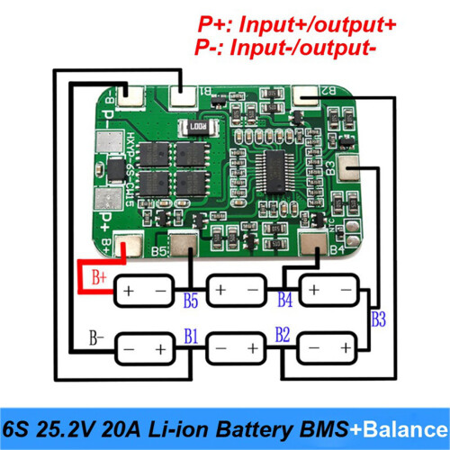 2X 6S 25.2V 20A BMS Lithium Battery Board with Balancing for 25V Screwdriver and 24V Battery Pack Use 2