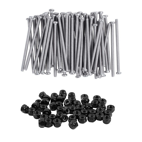 M2.5x0.45mm Zinc Plated Nylon Insert Hex Lock Nuts Black 50pcs