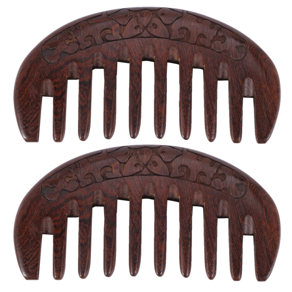 Wood Comb Wooden hair comb Natural -Anti Static(Flower-Wide tooth)