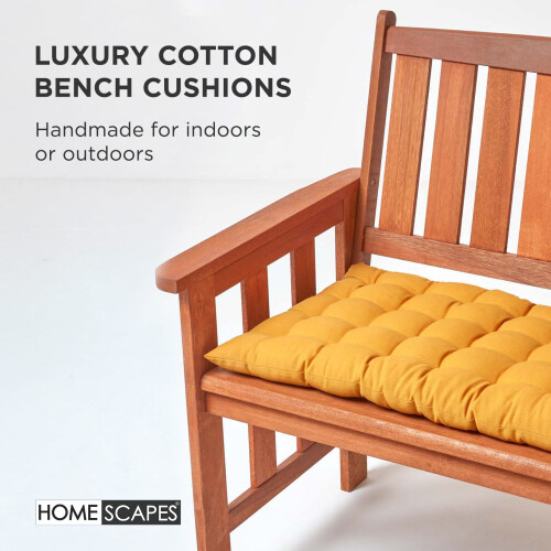 Homescapes (Two Seater, Mustard Yellow) Bench Cushion 2