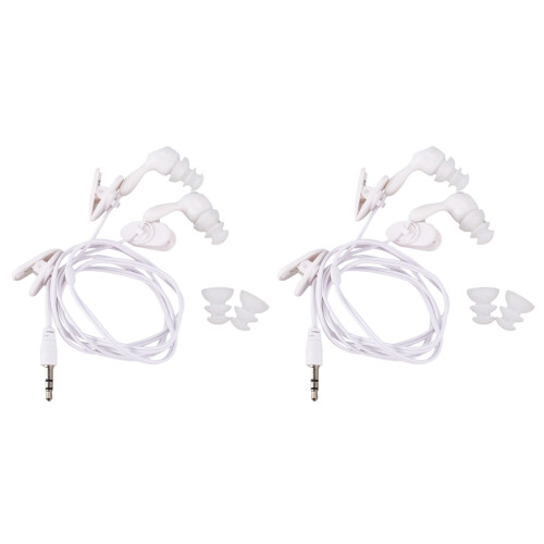 2X Water proof In-ear Headphone Earphone for MP3 MP4 Underwater White
