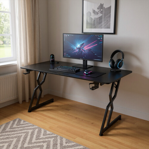 Living And Home (140*60cm) Gaming Desk with Cup Holder& Headphone Hook 2