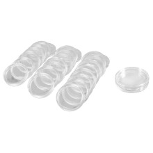 100 stk. 21 mm plastikmøntkapsler, opbevaringsboks, klar, rund