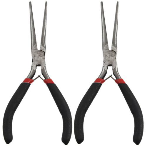 2 alicates planos de punta larga y cónica para joyería, 15 cm