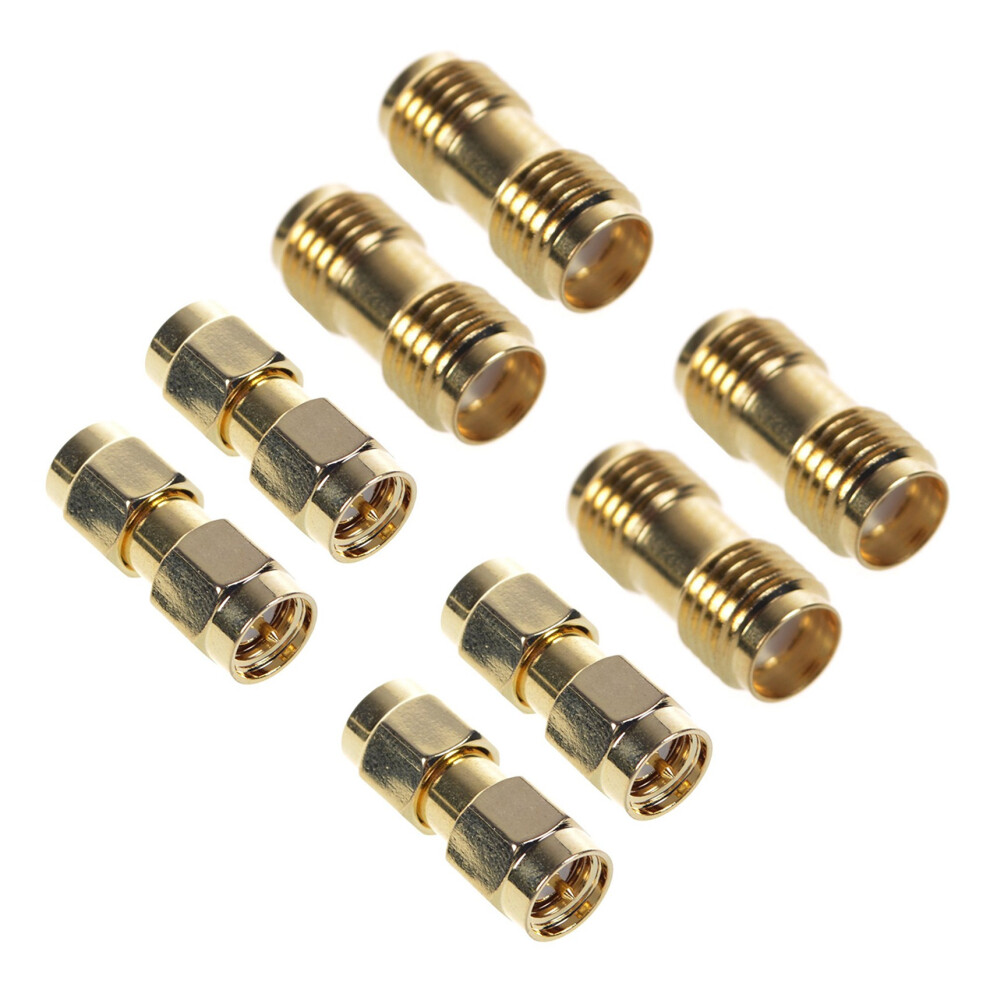 4X Sma Male To Male +4X Female To Female Coaxial Adapter Connector Gold 4852508219301