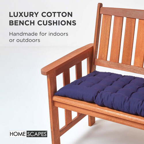 Homescapes (Two Seater, Navy Blue) Bench Cushion 2
