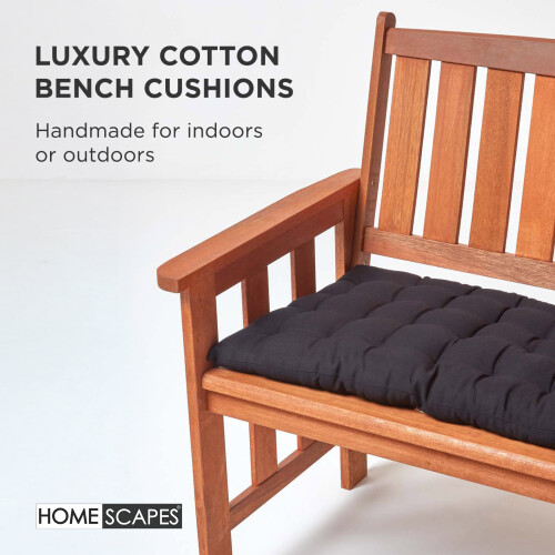 Homescapes (Two Seater, Black) Bench Cushion 2