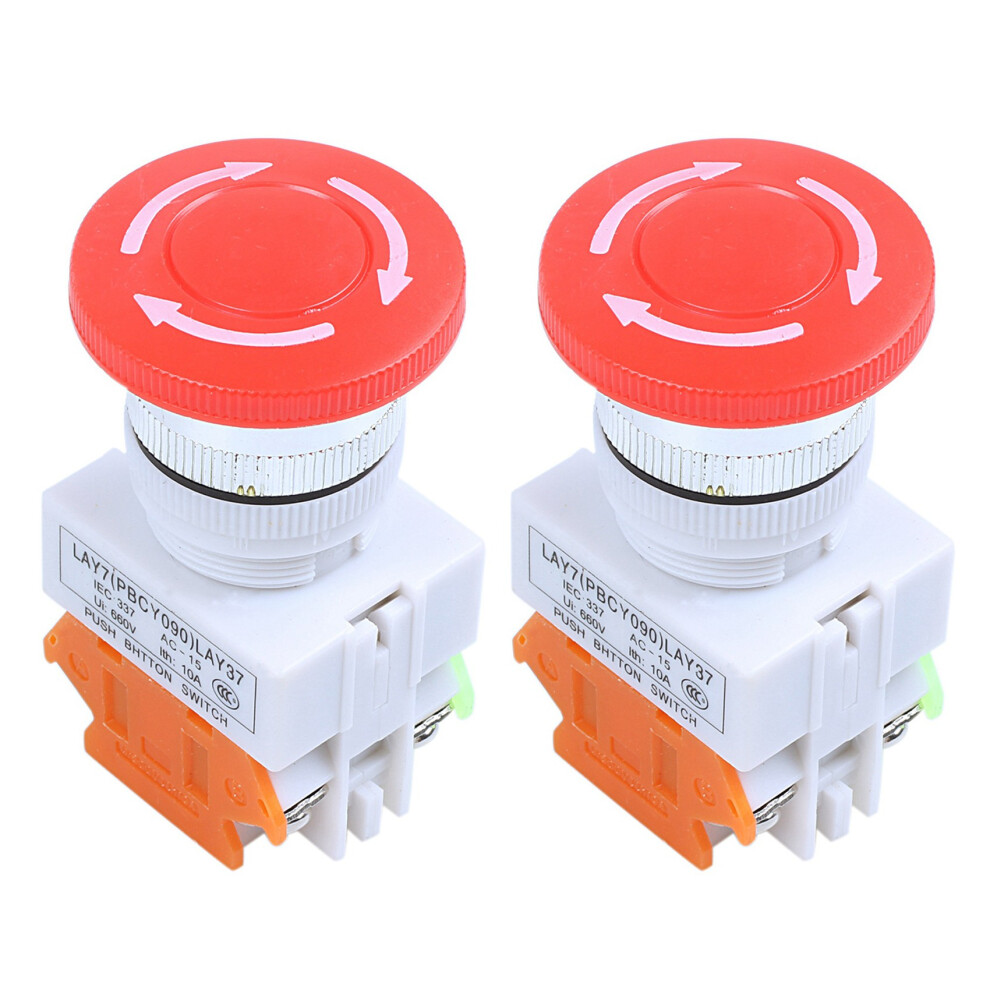 Red Mushroom Cap 1No 1Nc Dpst Emergency Stop Push Button Switch 4852508226644