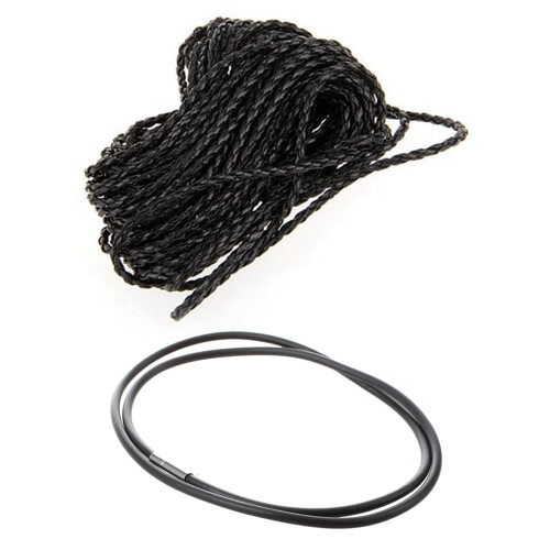 Μαύρο πλεγμένο δερμάτινο κολιέ 9μ., κορδόνι DIY 3mm, ζεστό 1