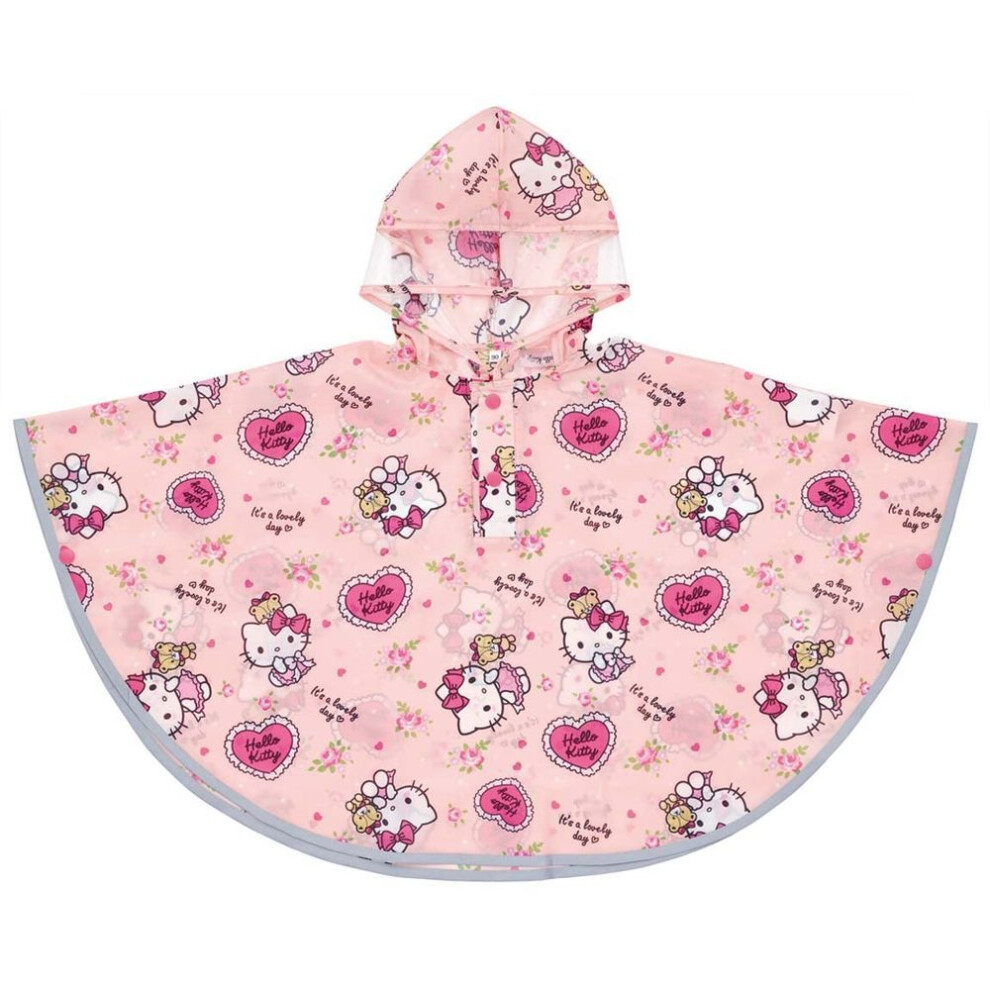 Skater Rain Poncho Raincoat For Children Hello Kitty Sanrio Lovely Flower Suitable Height 80-100cm Rapo2-a