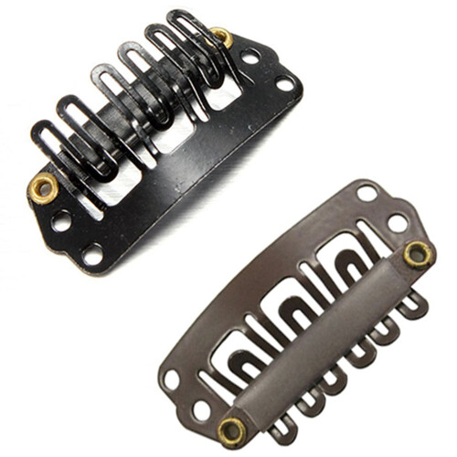 10 stk. brune trykklips U-formede metallklips til hårextensions DIY