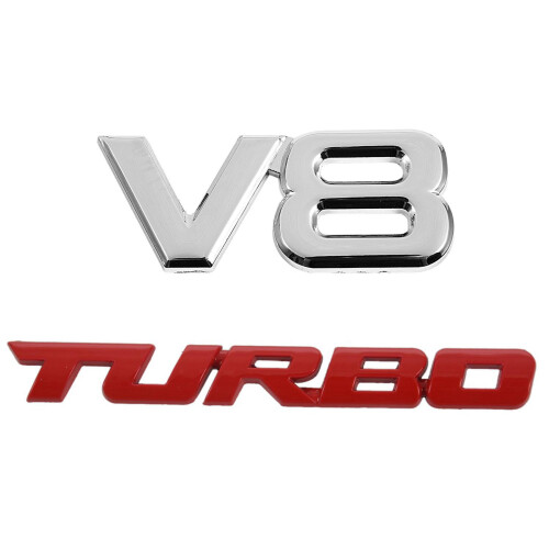 TURBO Universal Αυτοκίνητο Μοτοσικλέτα Auto 3D Μεταλλικό Αυτοκόλλητο, Κόκκινο