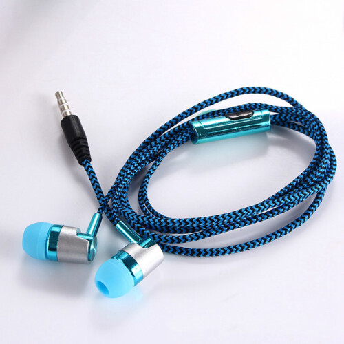 2X H-169 3.5mm MP3 MP4 Καλώδιο Υπογούφερ με Πλεγμένο Καλώδιο, Universal (Μπλε) 1