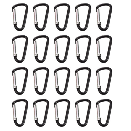 20 Pcs Noir D Forme Alliage D'Aluminium Clip A Fixer Porte-Cles Crochet Moraillon