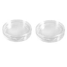 10 st små runda genomskinliga plastmyntkapslar, ask 38 mm