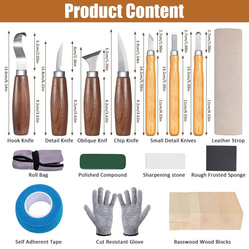 Wood Carving Tool Set 24pcs Complete Wood Whittling Kit 1