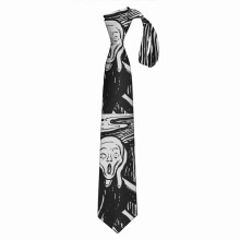 (The Scream Edvard Munch 1893 Original Lithography Black And White Engraving HD HIGH QUALITY ONLINE S) Men's Tie Printed Skinny Tie Fashion Cool Necktie for Men, Casual Gentleman Novelry Funny Suit Neck Ties