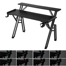 (140*60cm) Gaming Desk with LED Lights and Monitor Stand